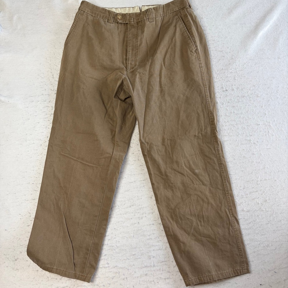 Luciano Barbera Chino Pants Mens 52 Brown Cotton Made in Italy Straight Leg